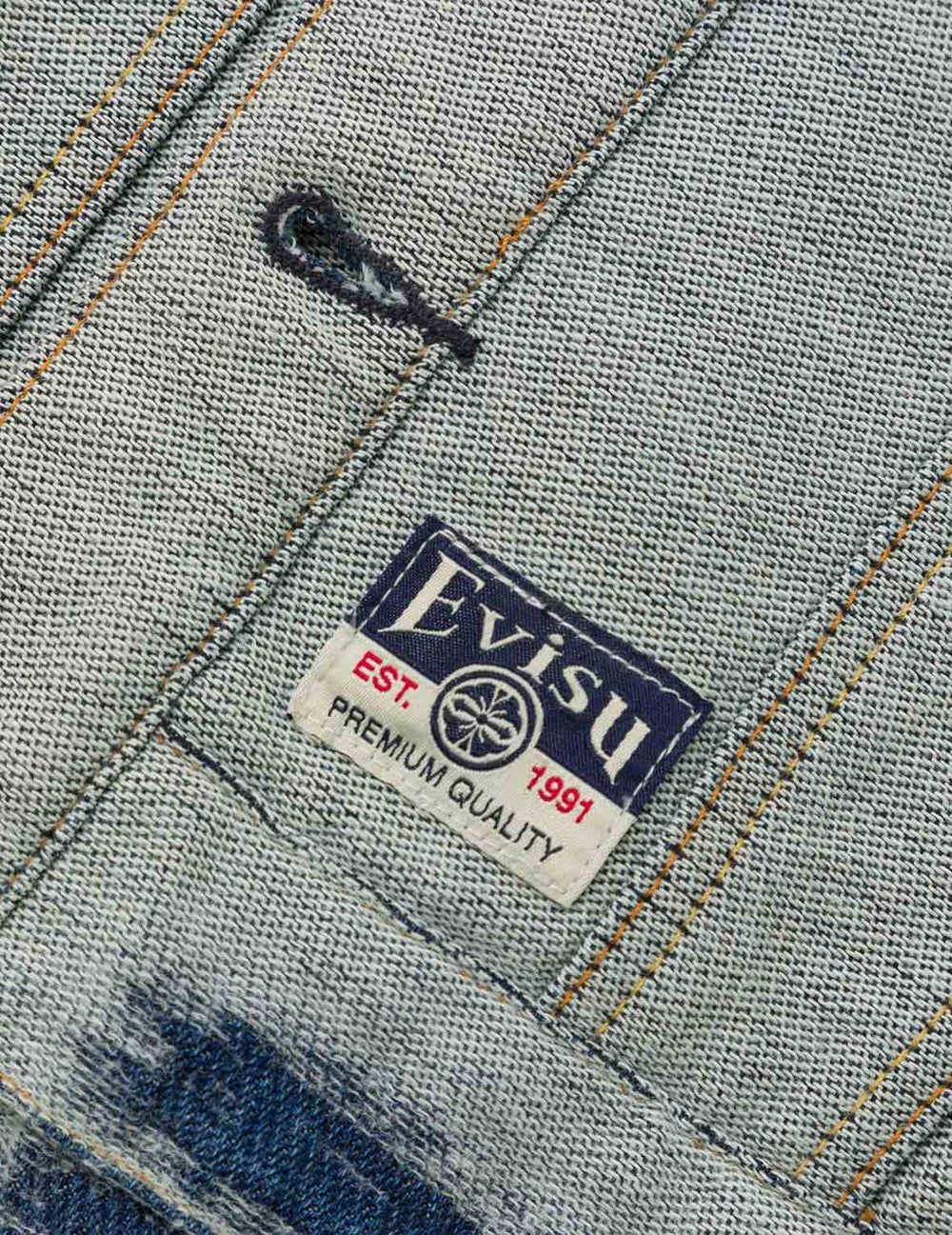  Áo Evisu Distressed Logo Seagull Jacket 'Indigo' 
