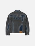  Áo Evisu Distressed Seagull Denim Jacket 'Indigo' 