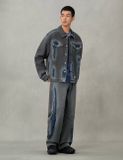  Áo Evisu Distressed Seagull Denim Jacket 'Indigo' 