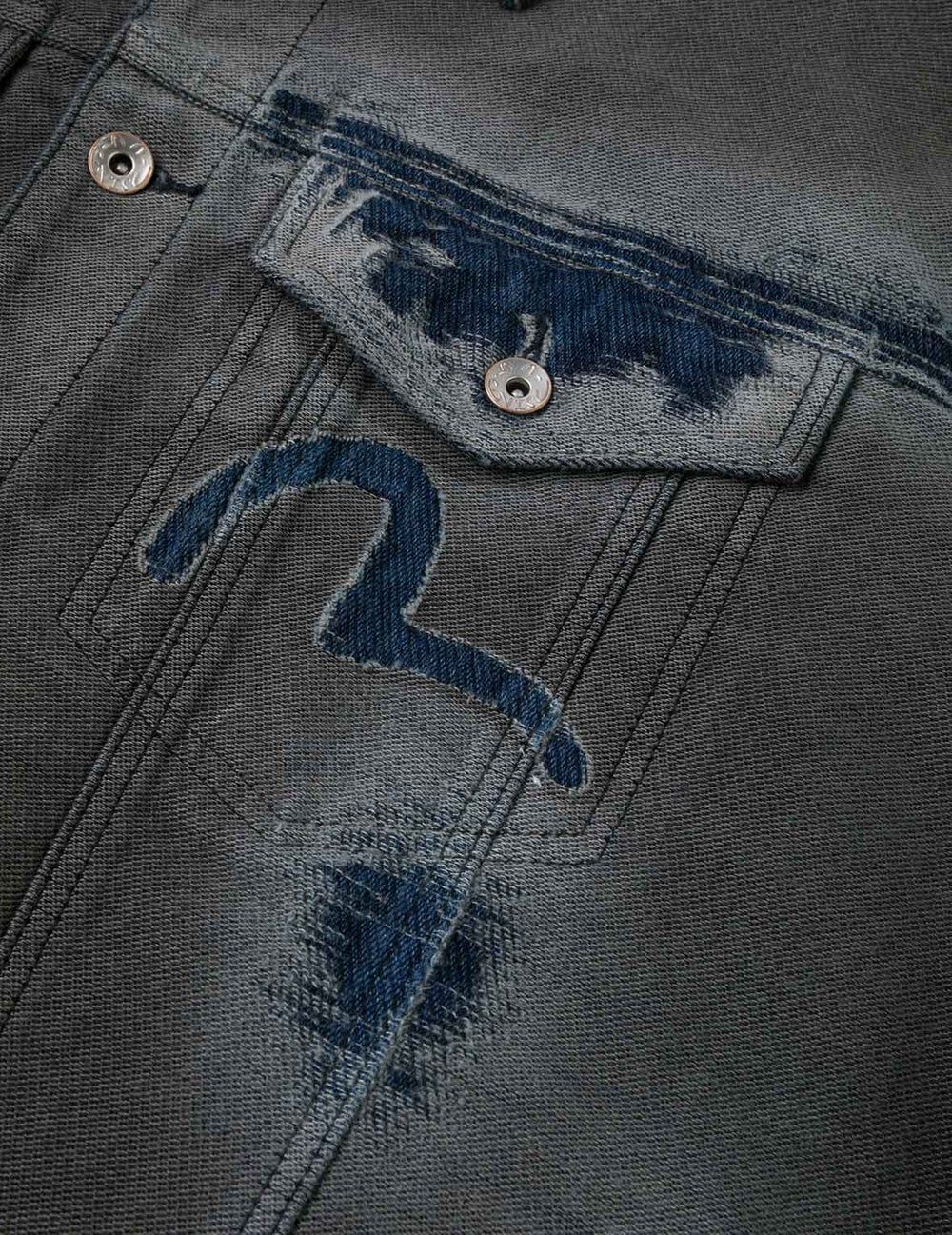  Áo Evisu Distressed Seagull Denim Jacket 'Indigo' 