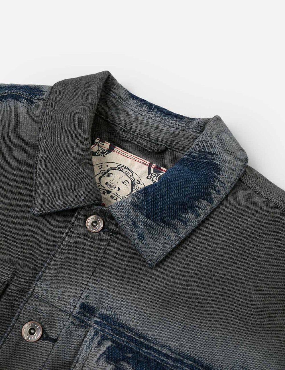  Áo Evisu Distressed Seagull Denim Jacket 'Indigo' 