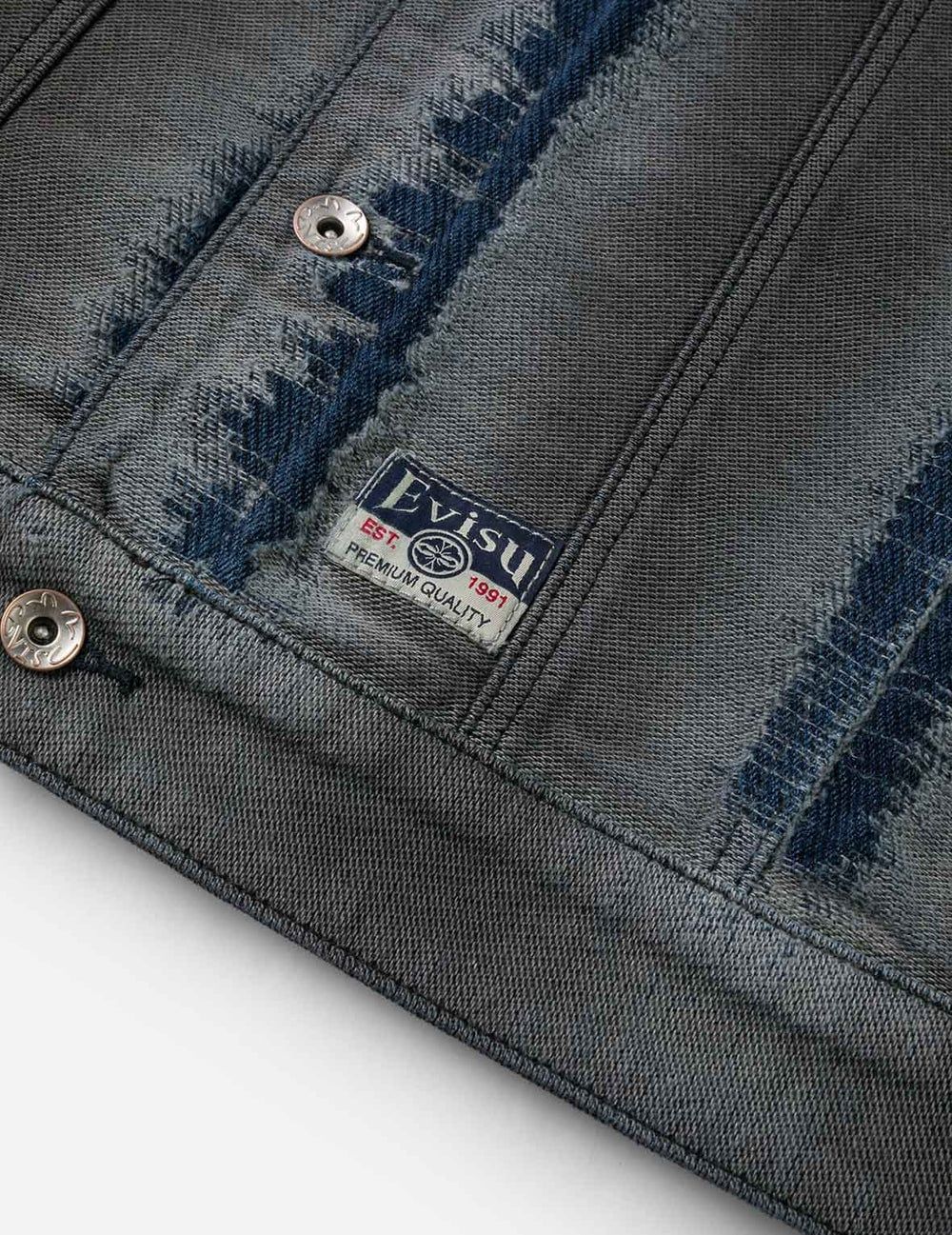 Áo Evisu Distressed Seagull Denim Jacket 'Indigo' 