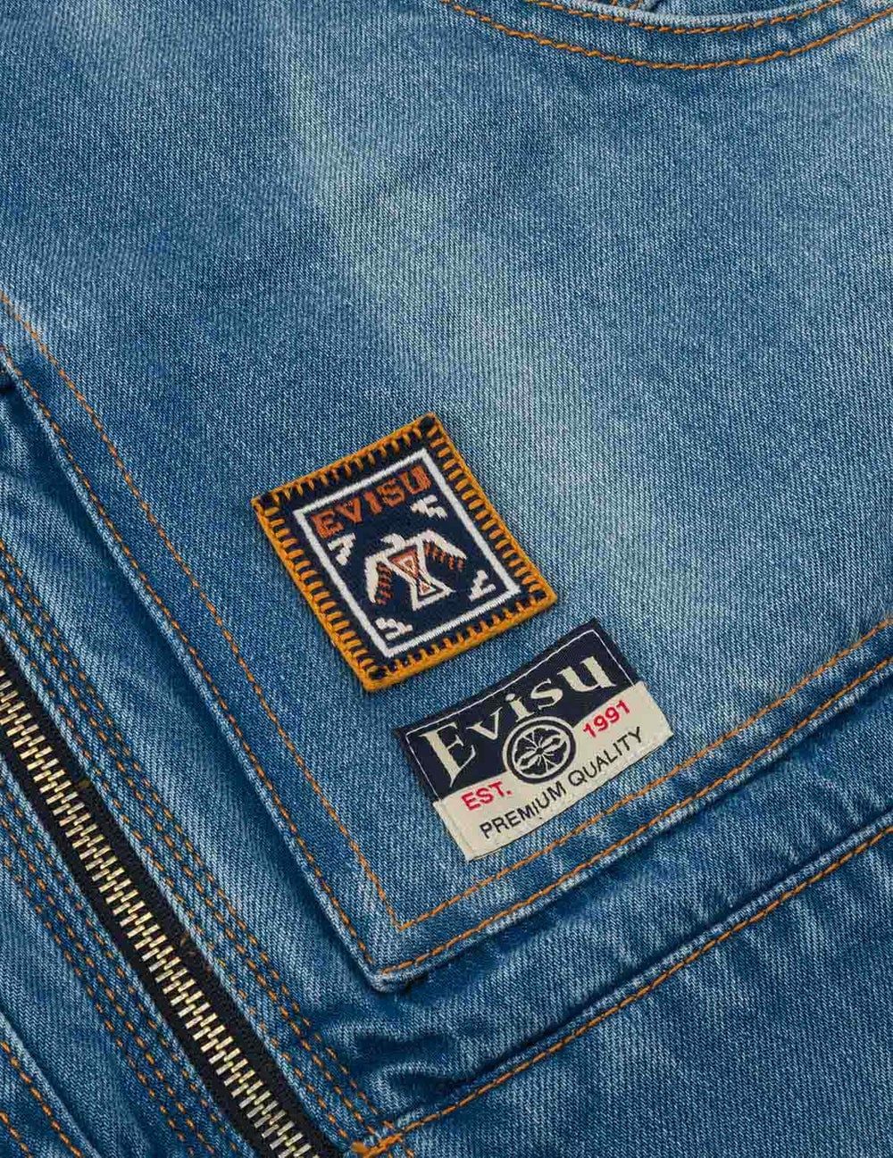  Áo Evisu Emboss Kamon Denim Jacket 'Indigo' 