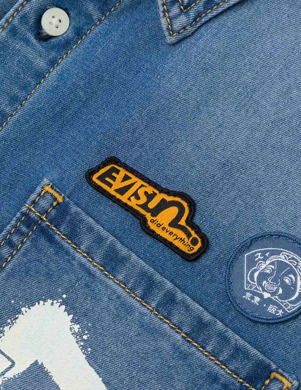  Áo Evisu Graffiti Daicock Print Shirt 'Indigo' 