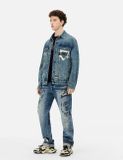  Áo Evisu Graffiti Prints Denim Jacket 'Indigo' 
