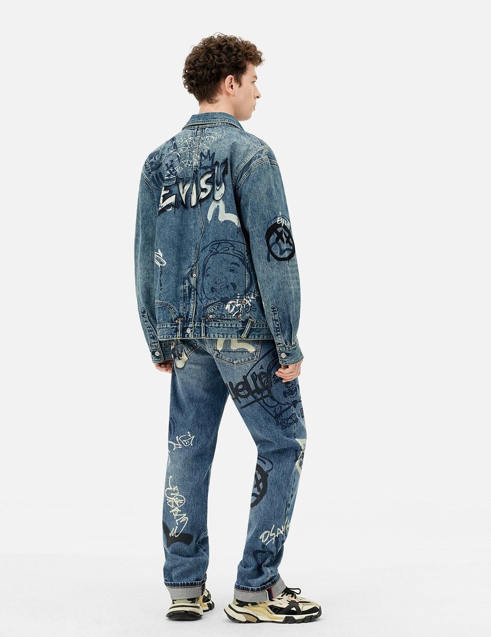  Áo Evisu Graffiti Prints Denim Jacket 'Indigo' 