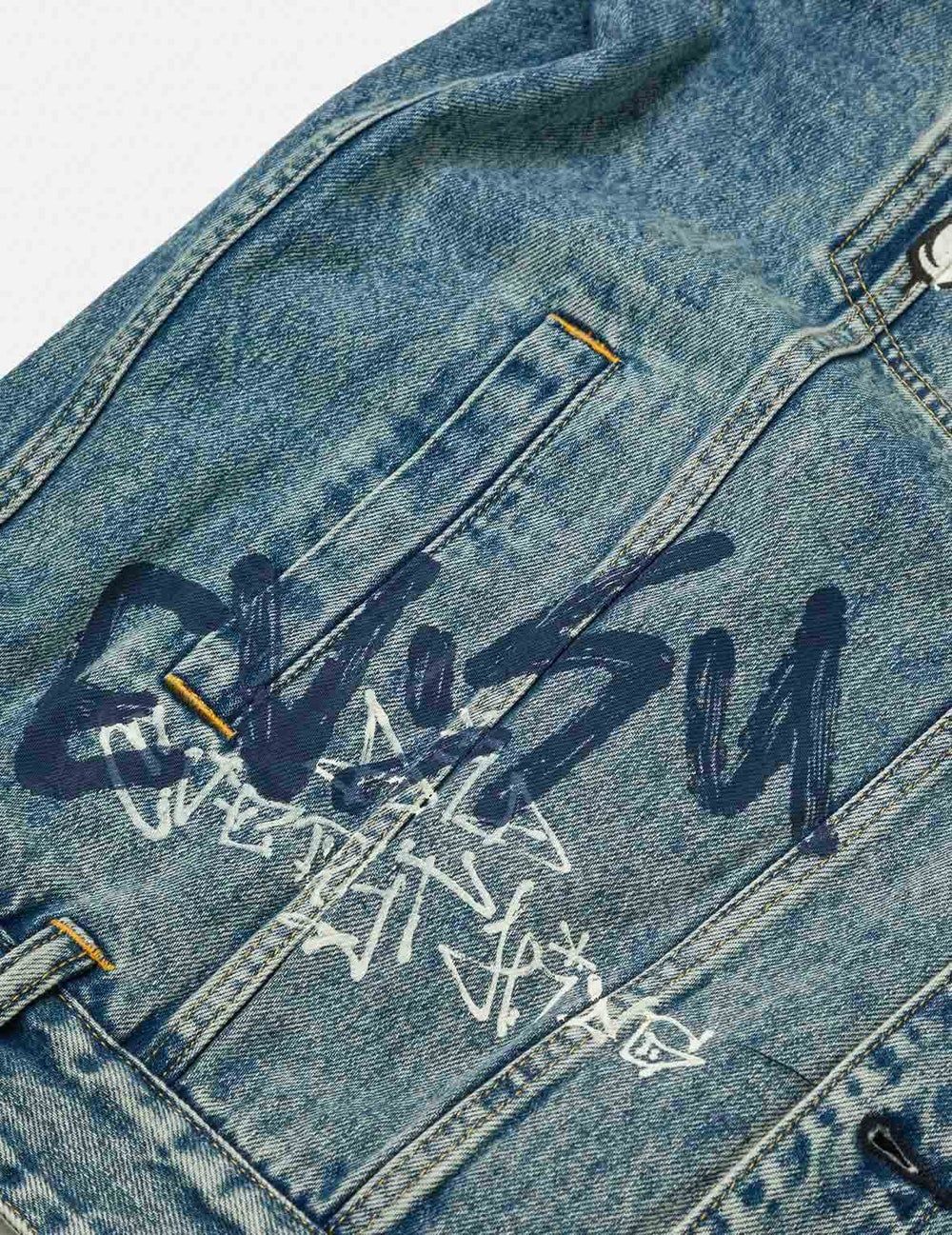  Áo Evisu Graffiti Prints Denim Jacket 'Indigo' 