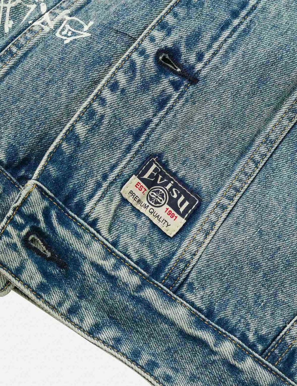  Áo Evisu Graffiti Prints Denim Jacket 'Indigo' 