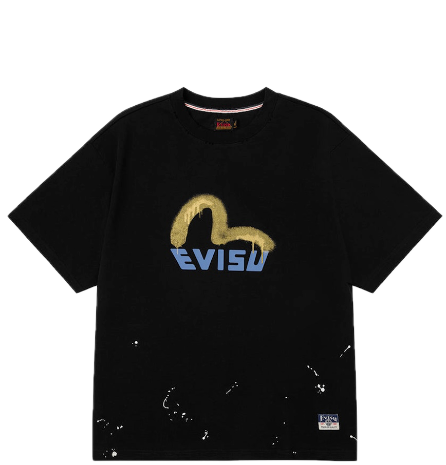  Áo Evisu Graffiti-Style Seagull T-Shirt 'Black' 