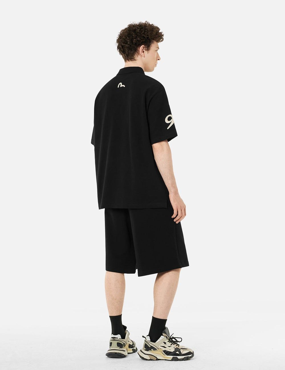  Áo Evisu Hakutaku and Logo Embroidery Polo 'Black' 