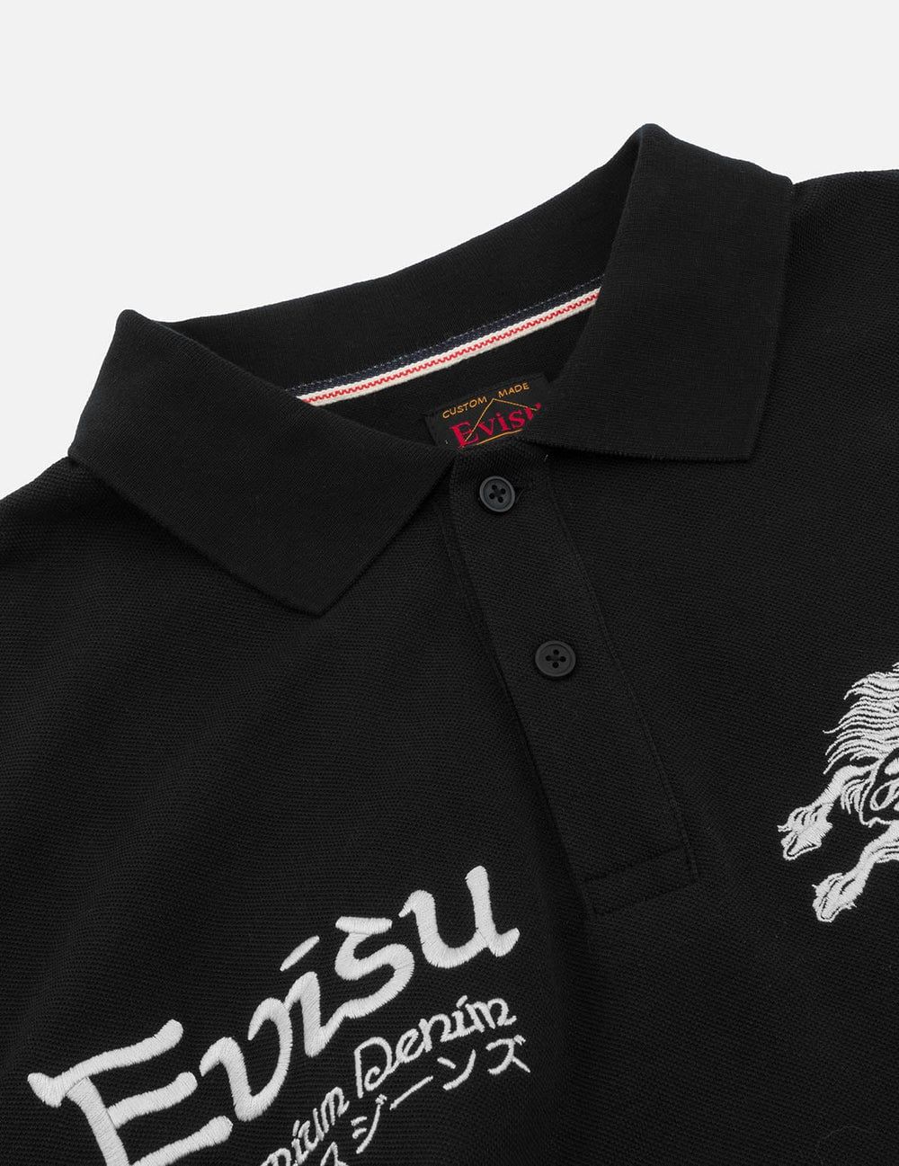  Áo Evisu Hakutaku and Logo Embroidery Polo 'Black' 