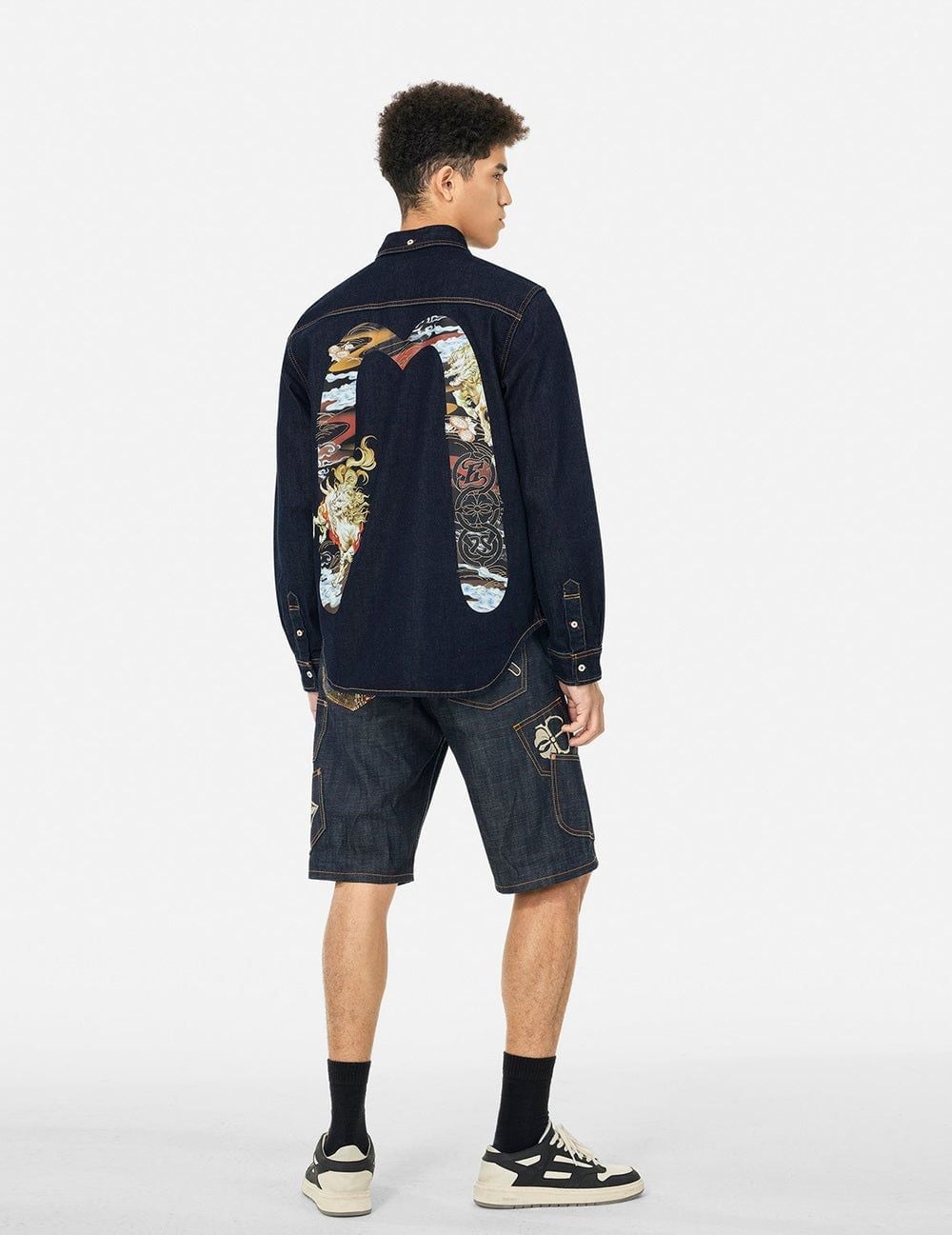  Áo Evisu Hakutaku Daicock Printed Shirt 'Indigo' 