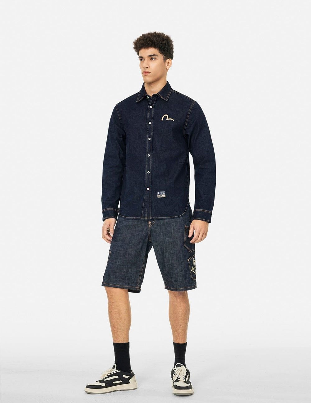  Áo Evisu Hakutaku Daicock Printed Shirt 'Indigo' 