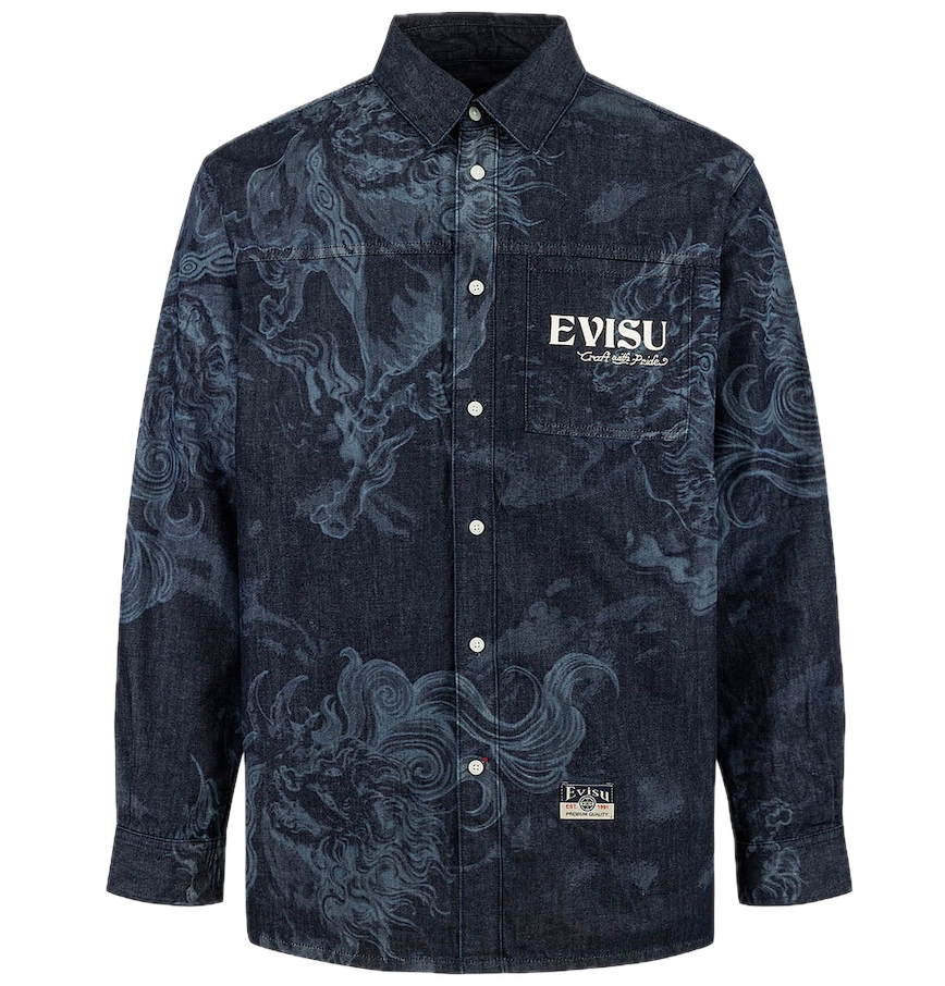  Áo Evisu Hakutaku Laser Printed Shirt 'Indigo' 