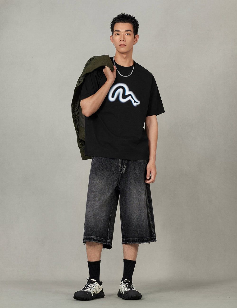 Áo Evisu High Heel Seagull Print T-Shirt 'Black' 
