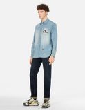  Áo Evisu Inserted Seagull Embroidery Shirt 'Indigo' 
