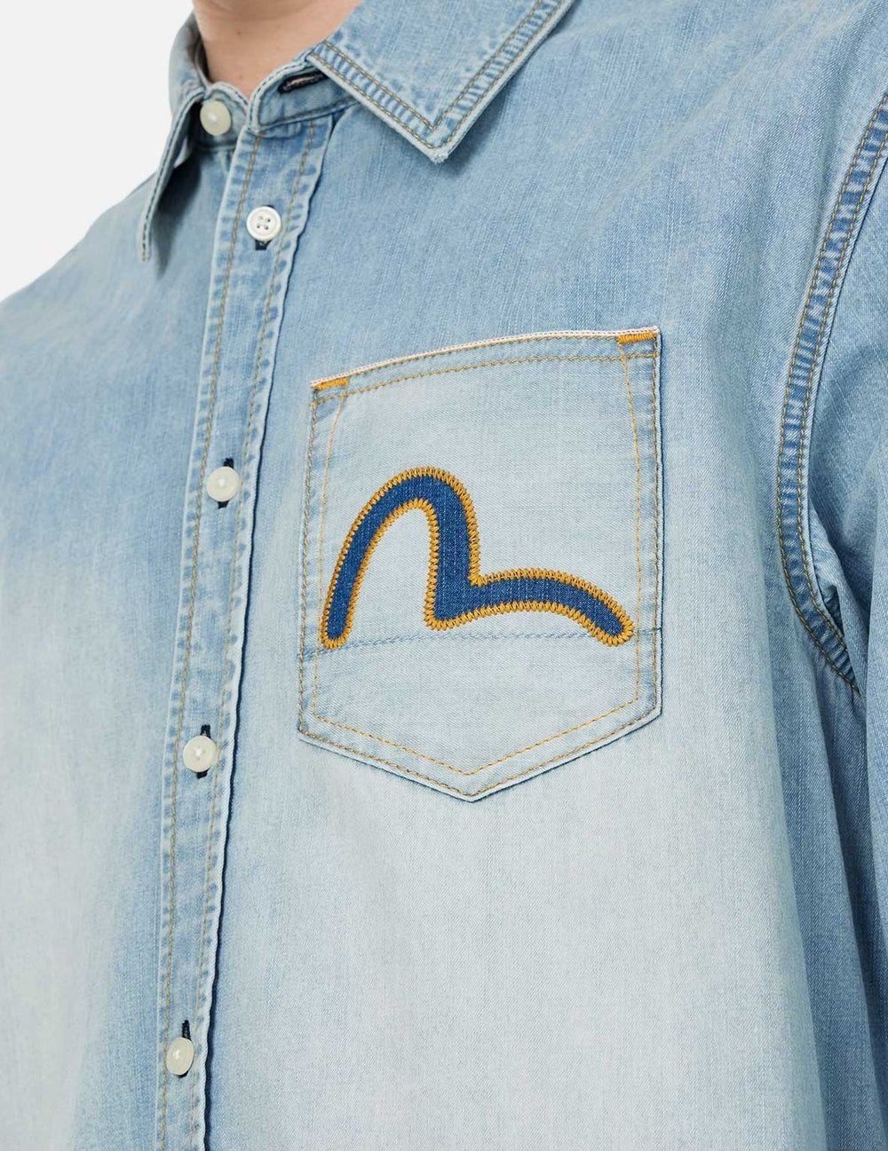  Áo Evisu Inserted Seagull Embroidery Shirt 'Indigo' 