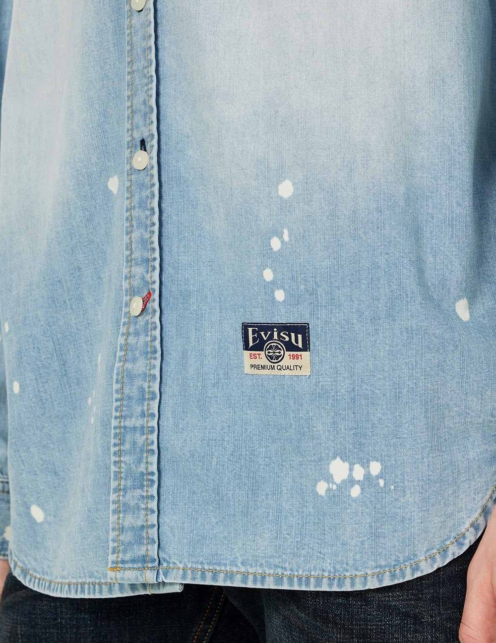  Áo Evisu Inserted Seagull Embroidery Shirt 'Indigo' 