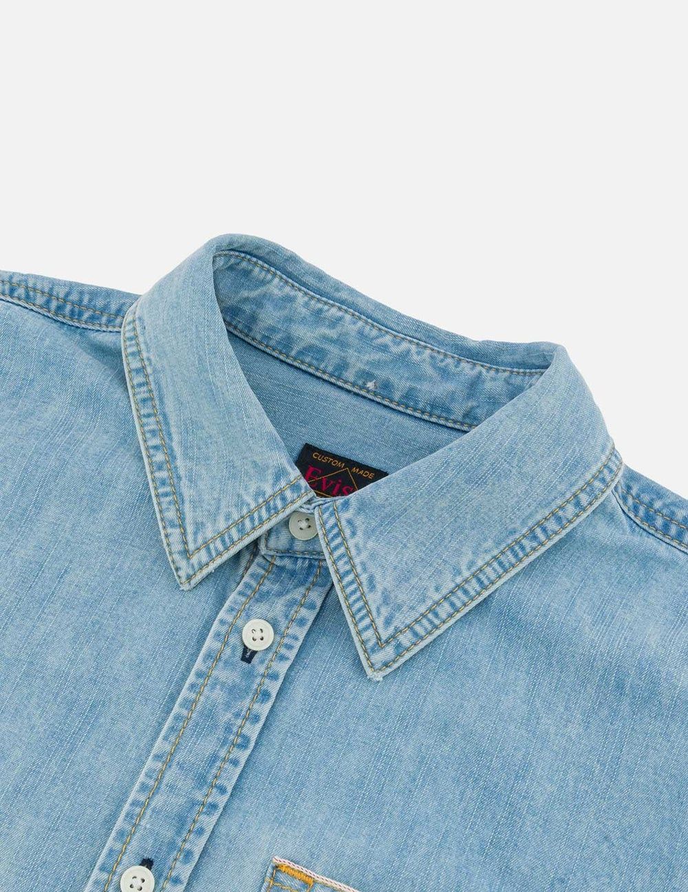  Áo Evisu Inserted Seagull Embroidery Shirt 'Indigo' 