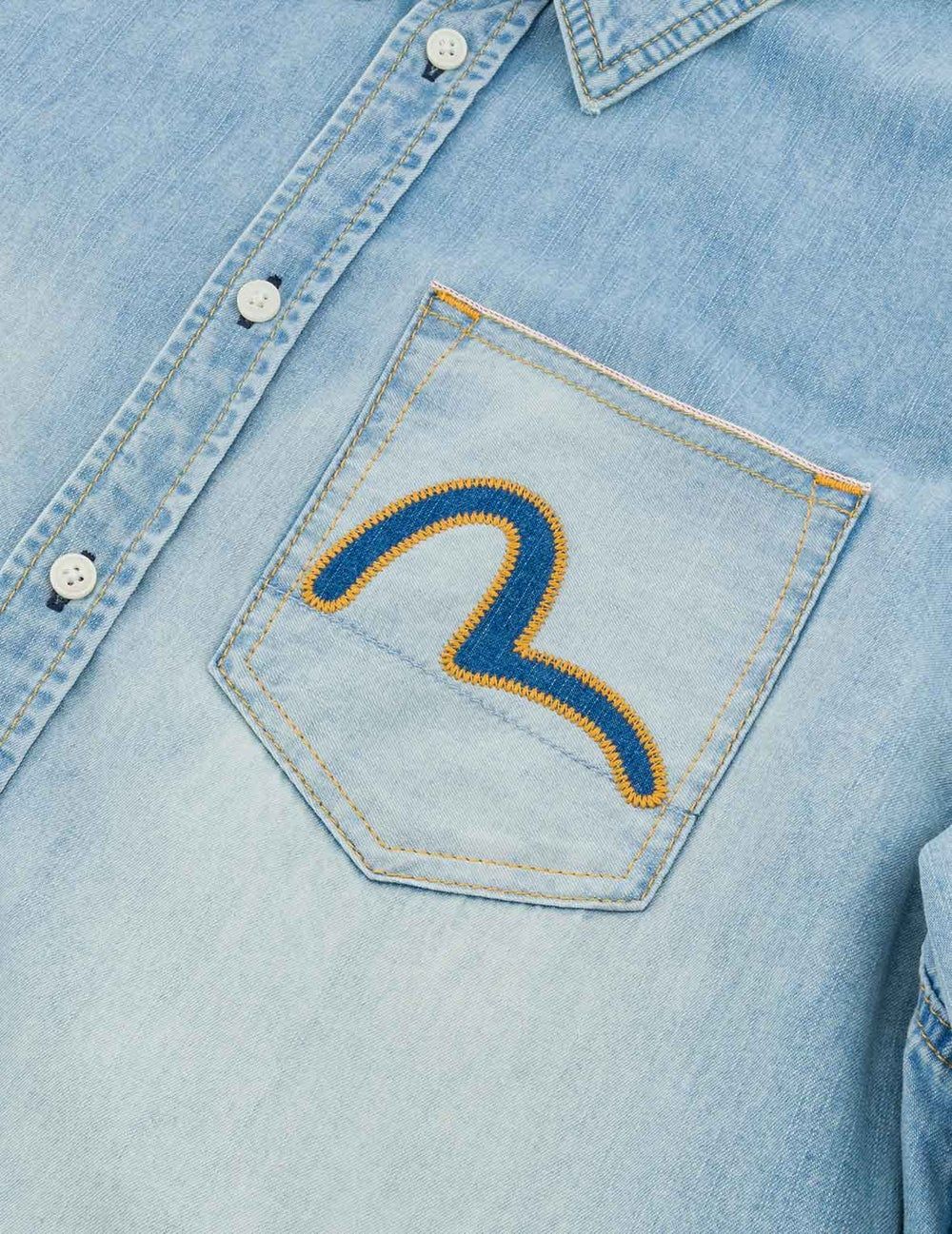  Áo Evisu Inserted Seagull Embroidery Shirt 'Indigo' 