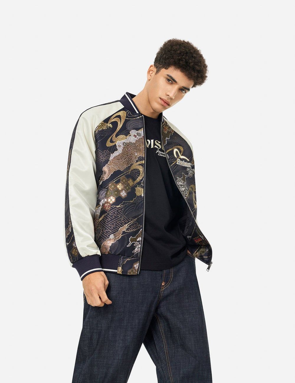  Áo Evisu Kamon Brocade Appliqué 'Navy' 