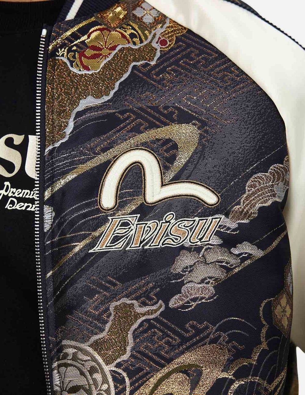  Áo Evisu Kamon Brocade Appliqué 'Navy' 