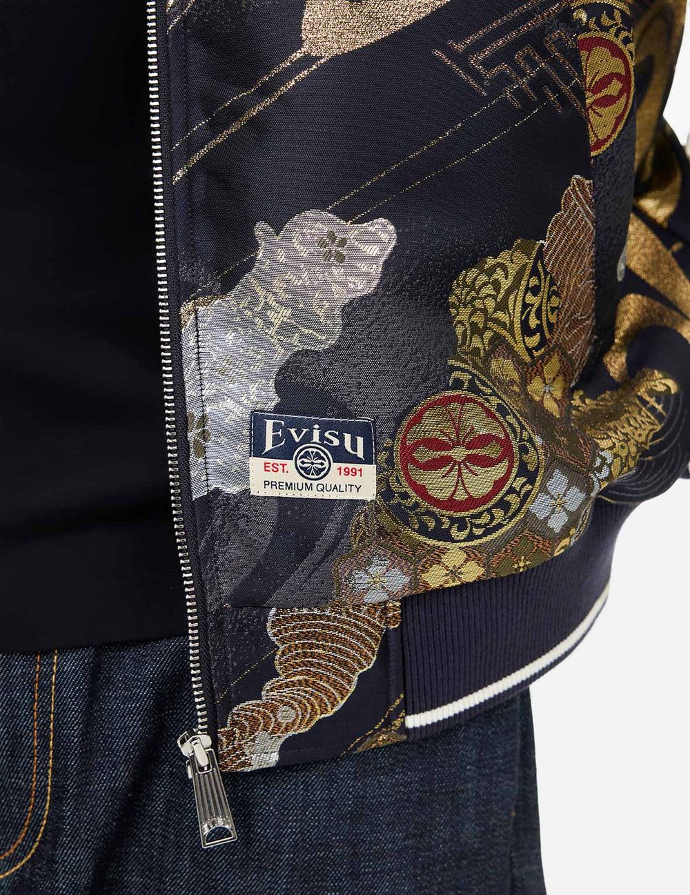 Áo Evisu Kamon Brocade Appliqué 'Navy' 