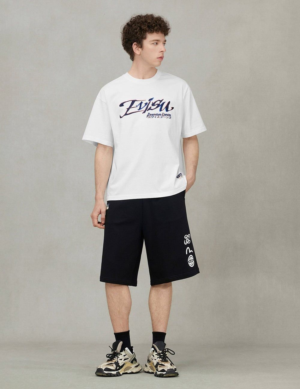  Áo Evisu Logo and Kamon Embroidery T-shirt 'White' 