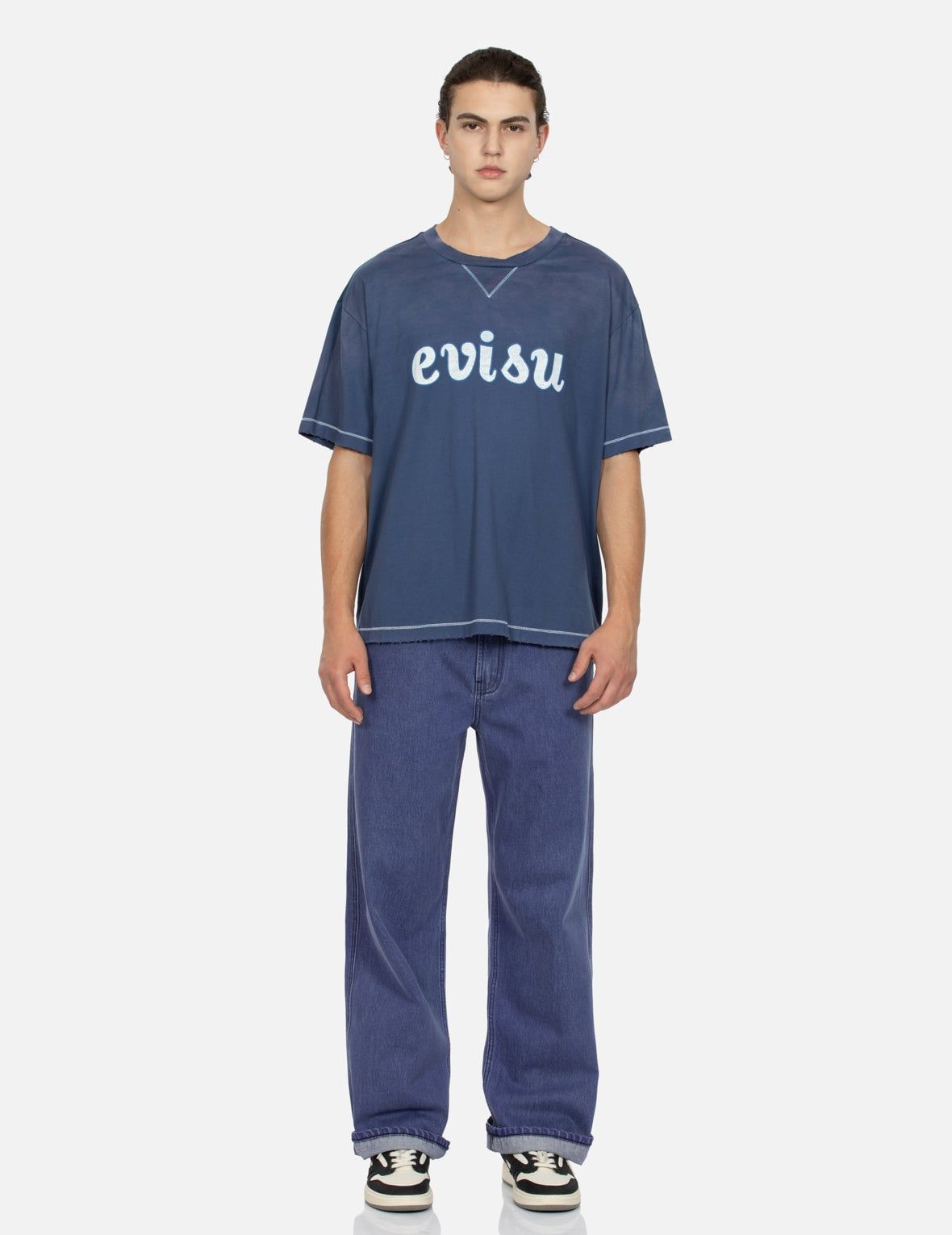  Áo Evisu Logo Print Boxy T-shirt 'Navy' 