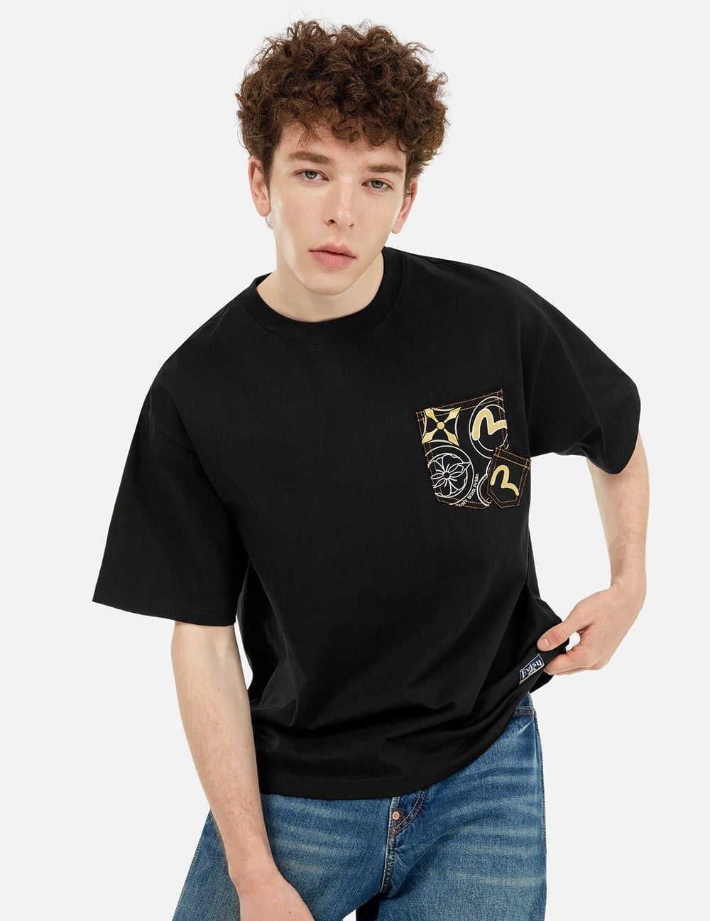  Áo Evisu Multi-Pocket and Multi-Print T-shirt 'Black' 
