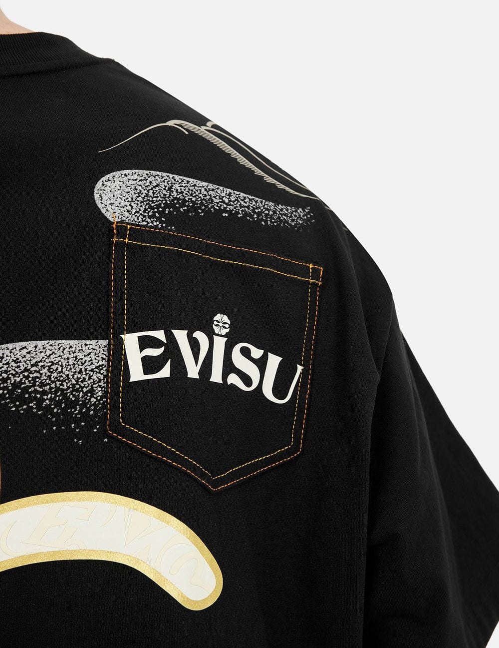  Áo Evisu Multi-Pocket and Multi-Print T-shirt 'Black' 