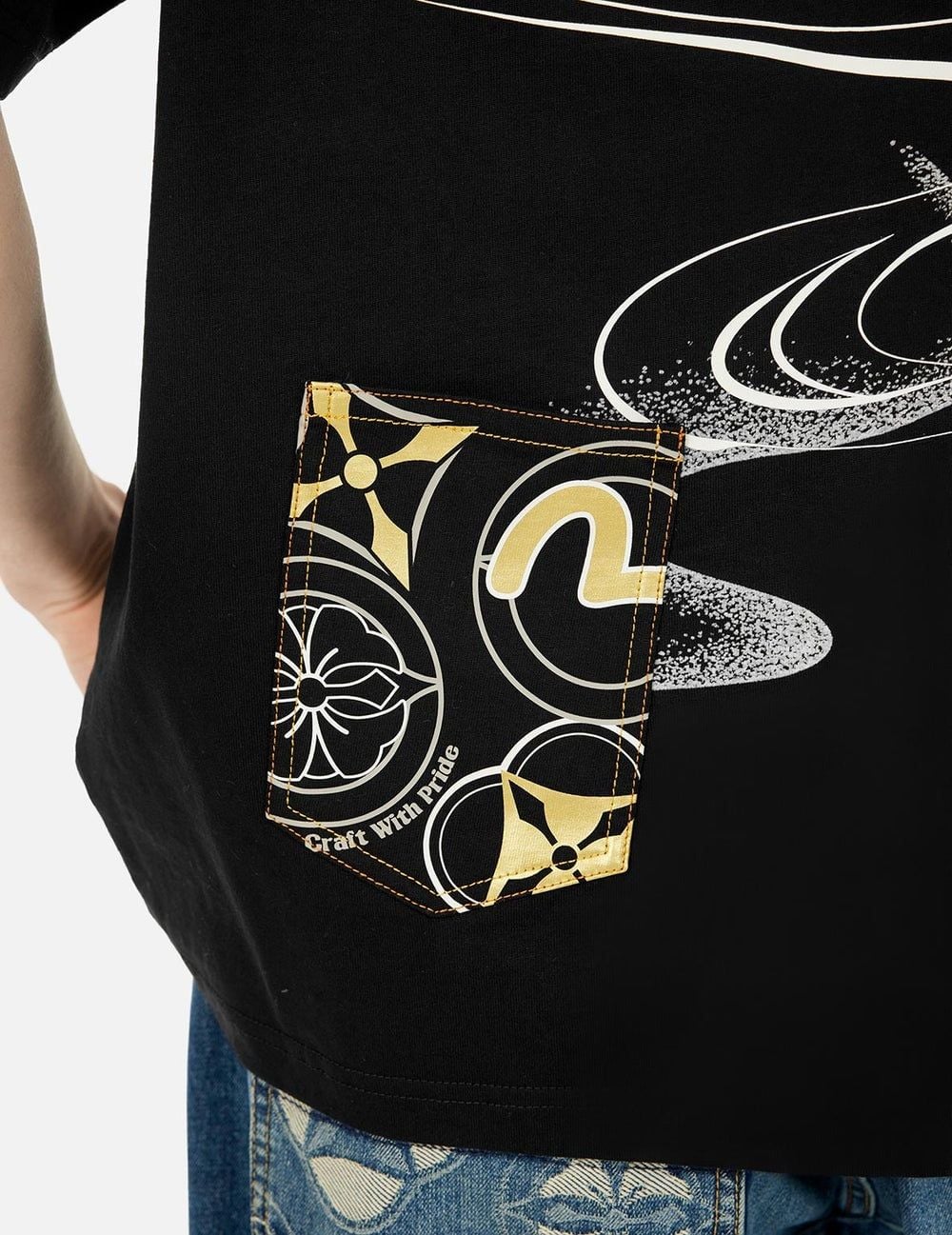  Áo Evisu Multi-Pocket and Multi-Print T-shirt 'Black' 