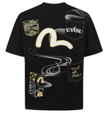  Áo Evisu Multi-Pocket and Multi-Print T-shirt 'Black' 