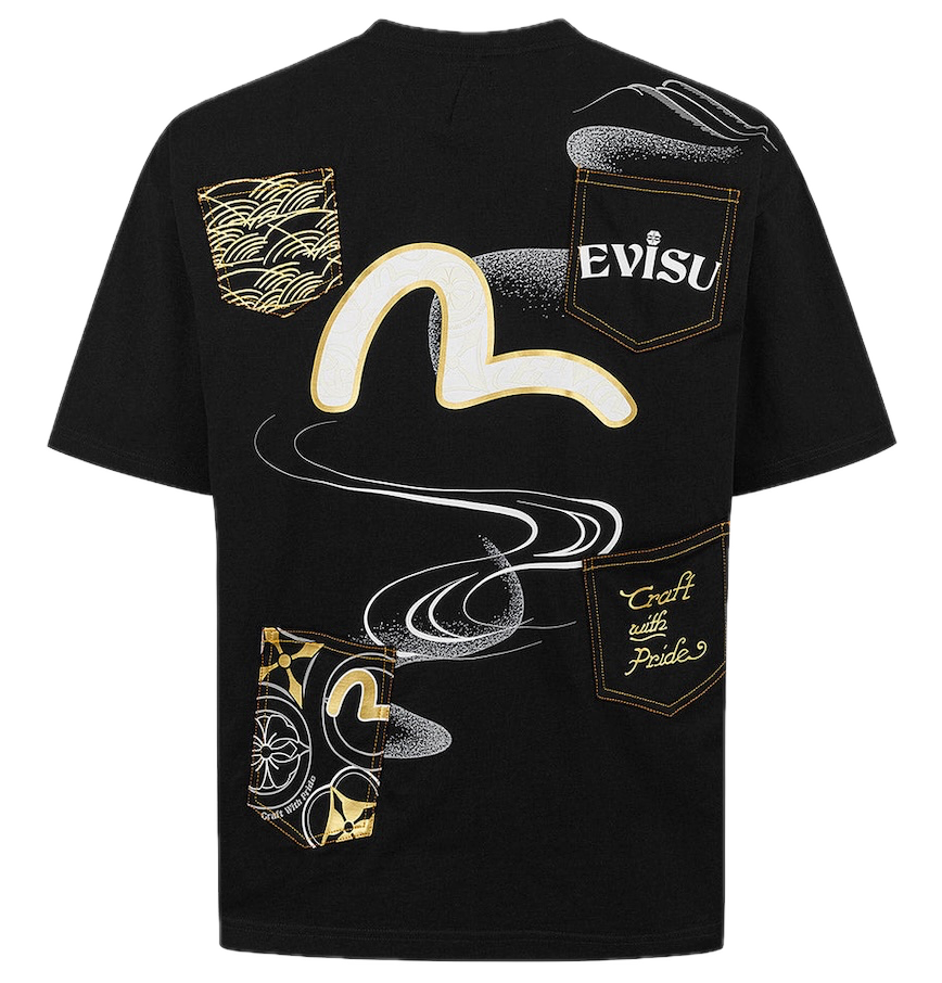  Áo Evisu Multi-Pocket and Multi-Print T-shirt 'Black' 