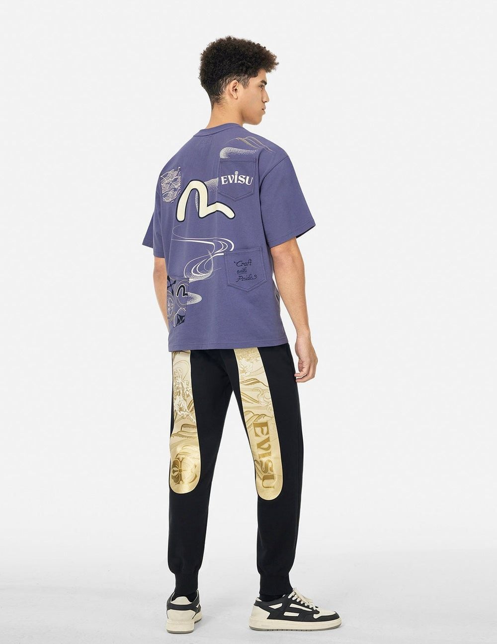  Áo Evisu Multi-Pocket and Multi-Print T-shirt 'Purple' 