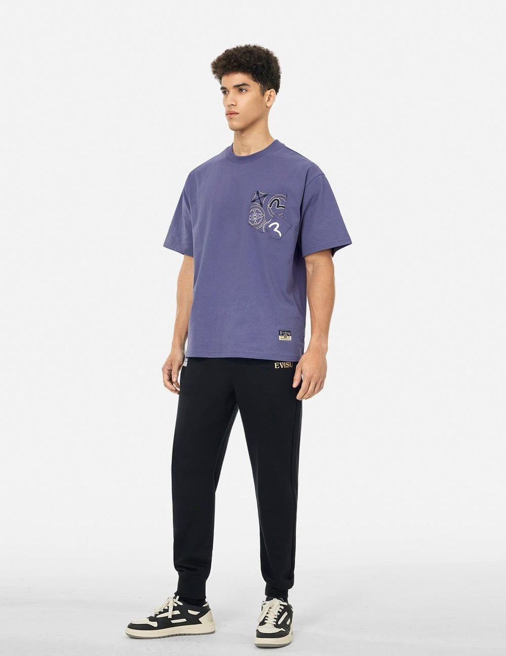 Áo Evisu Multi-Pocket and Multi-Print T-shirt 'Purple' 