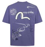  Áo Evisu Multi-Pocket and Multi-Print T-shirt 'Purple' 