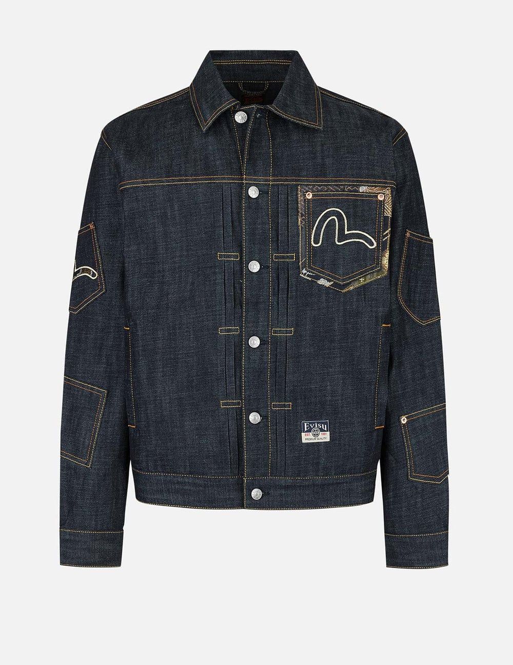  Áo Evisu Multi-Pocket with Brocade Patch 'Indigo' 