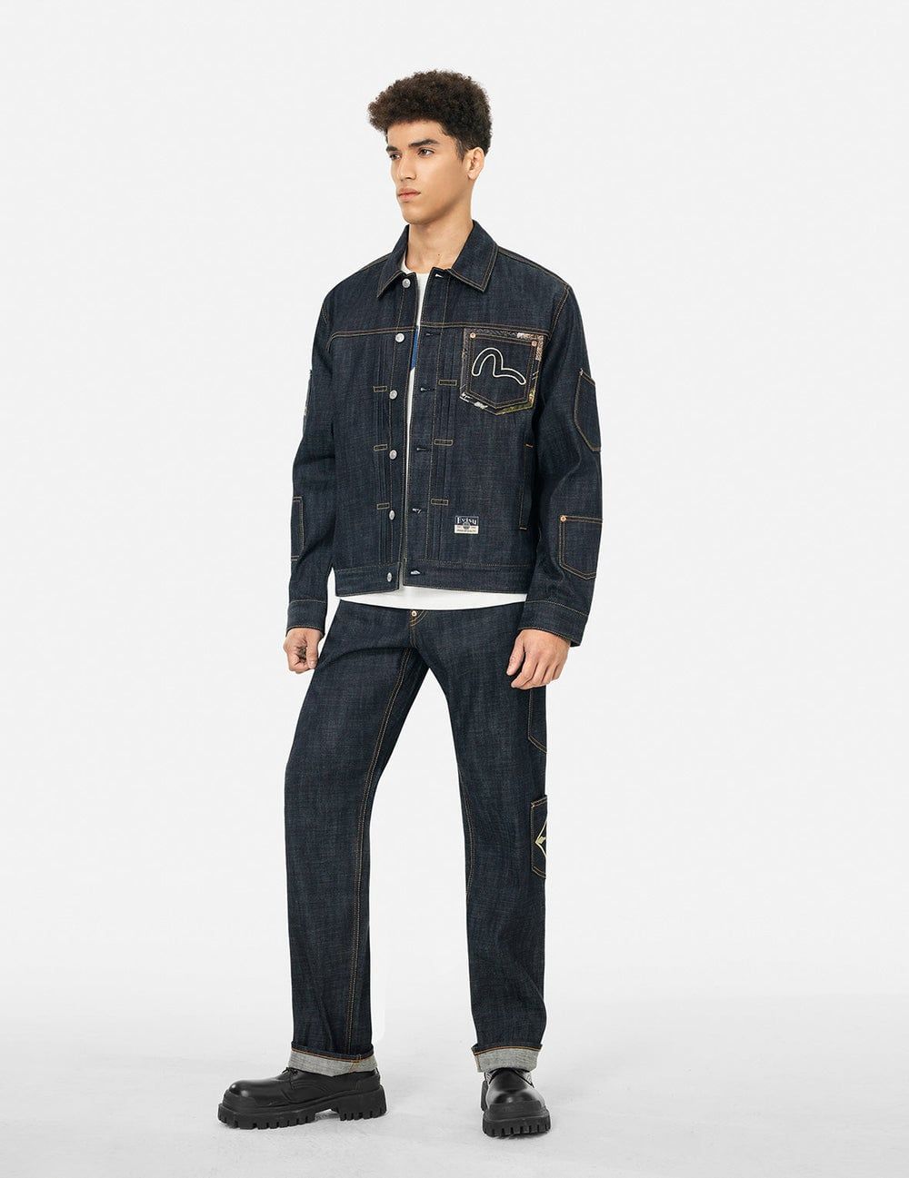  Áo Evisu Multi-Pocket with Brocade Patch 'Indigo' 