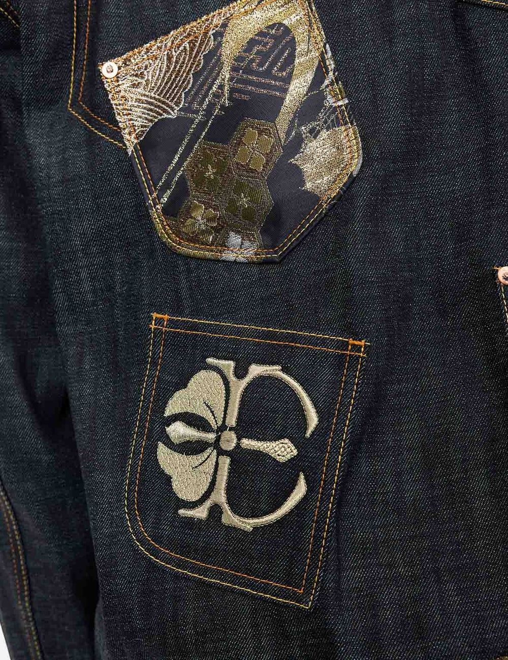  Áo Evisu Multi-Pocket with Brocade Patch 'Indigo' 