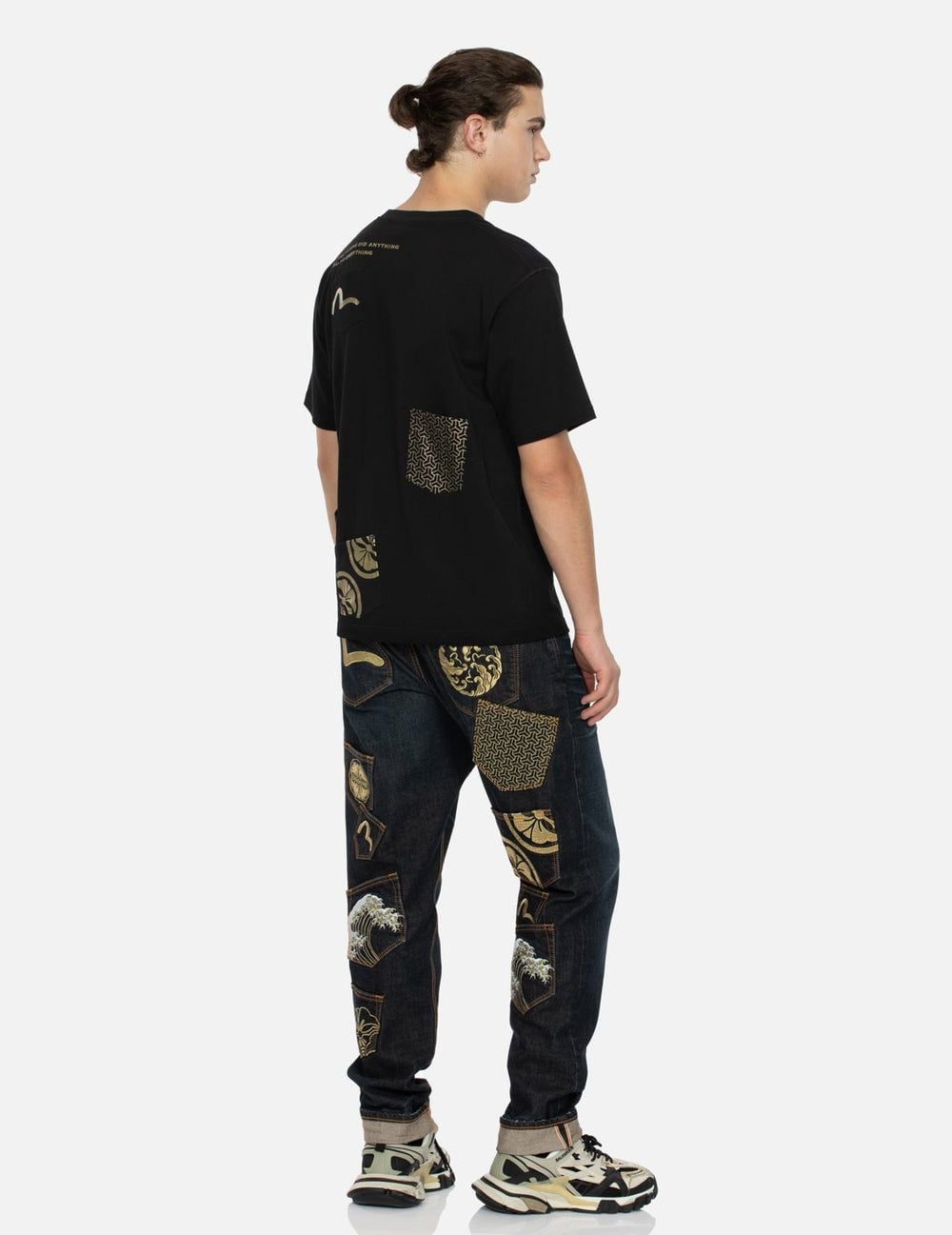  Áo Evisu Multi-print Multi-pocket T-shirt 'Black' 