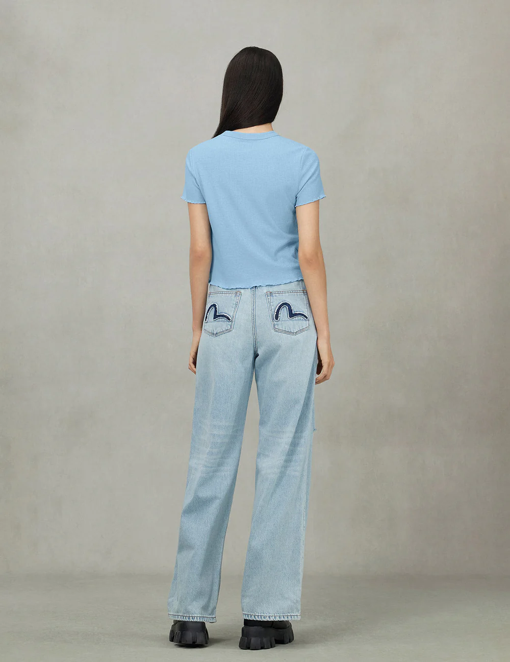 Áo Evisu Rope Twist Logo Embroidery T-shirt 'Blue' 