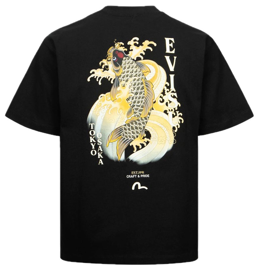  Áo Evisu Seagull Embroidery Carp T-shirt 'Black' 