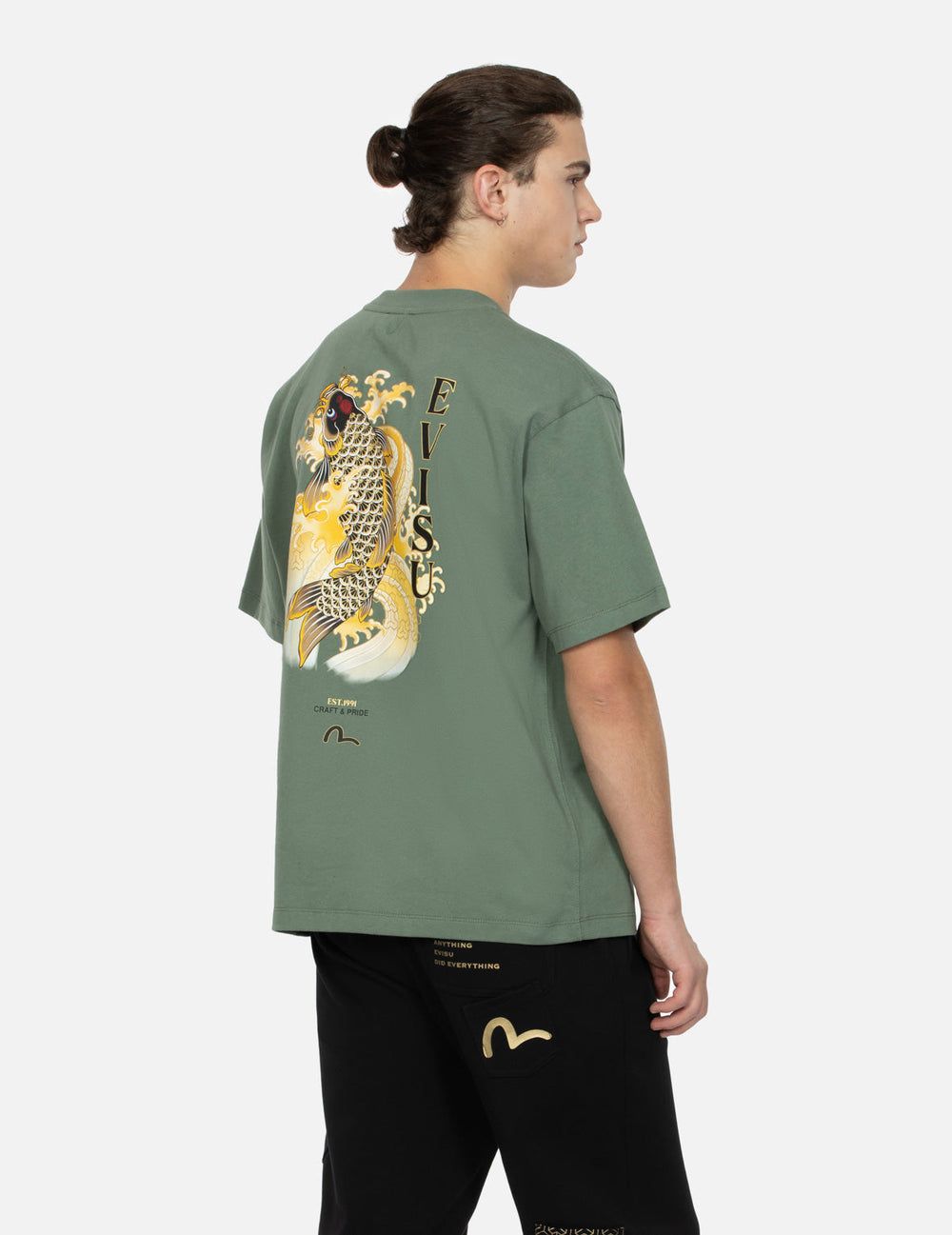  Áo Evisu Seagull Embroidery Carp T-shirt 'Green' 