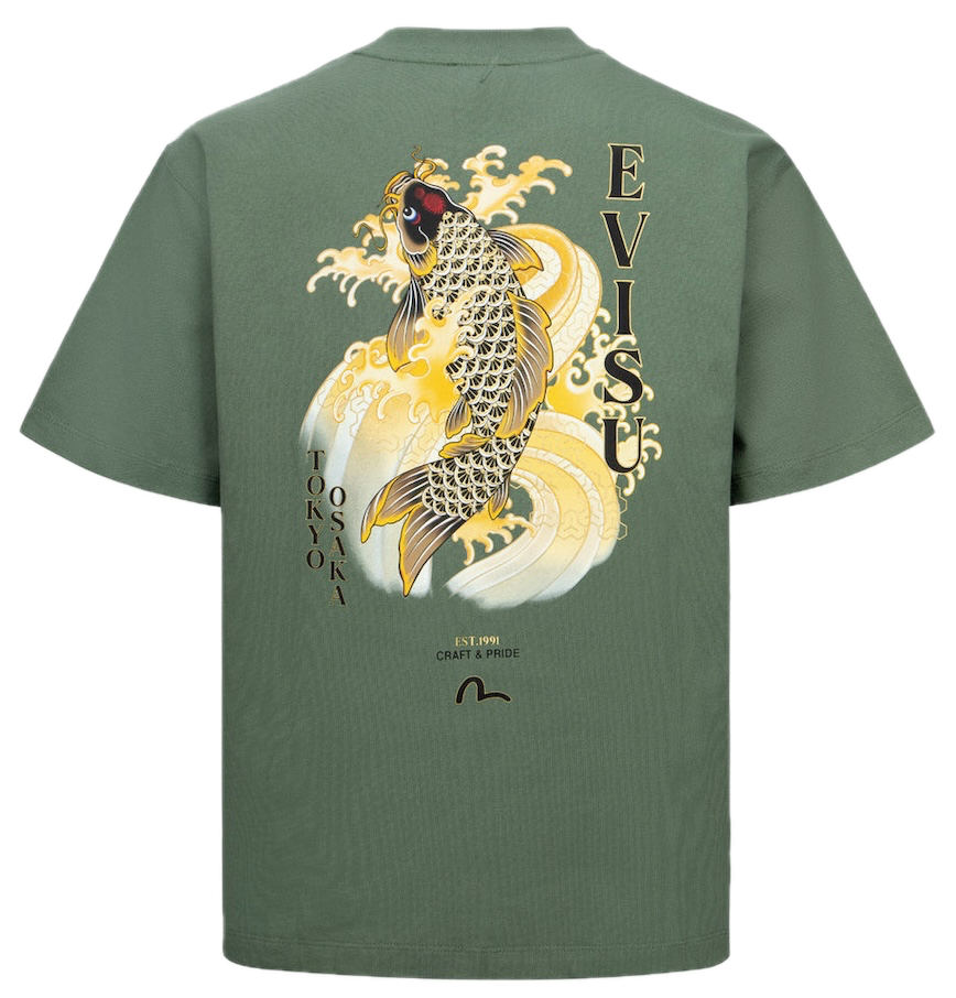  Áo Evisu Seagull Embroidery Carp T-shirt 'Green' 