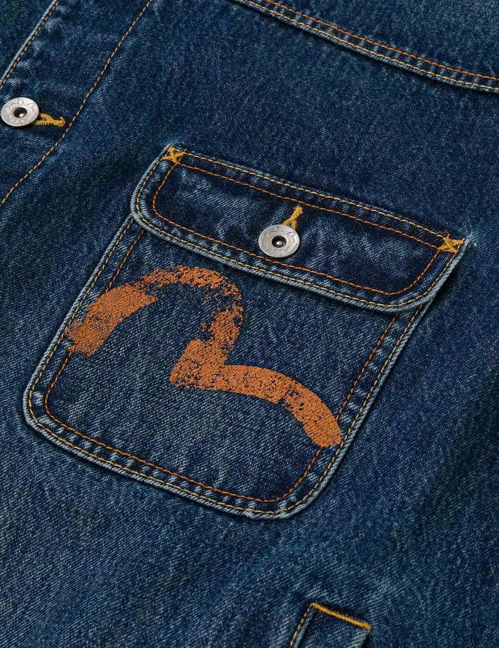 Áo Evisu Seagull Print Denim Jacket 'Indigo' 
