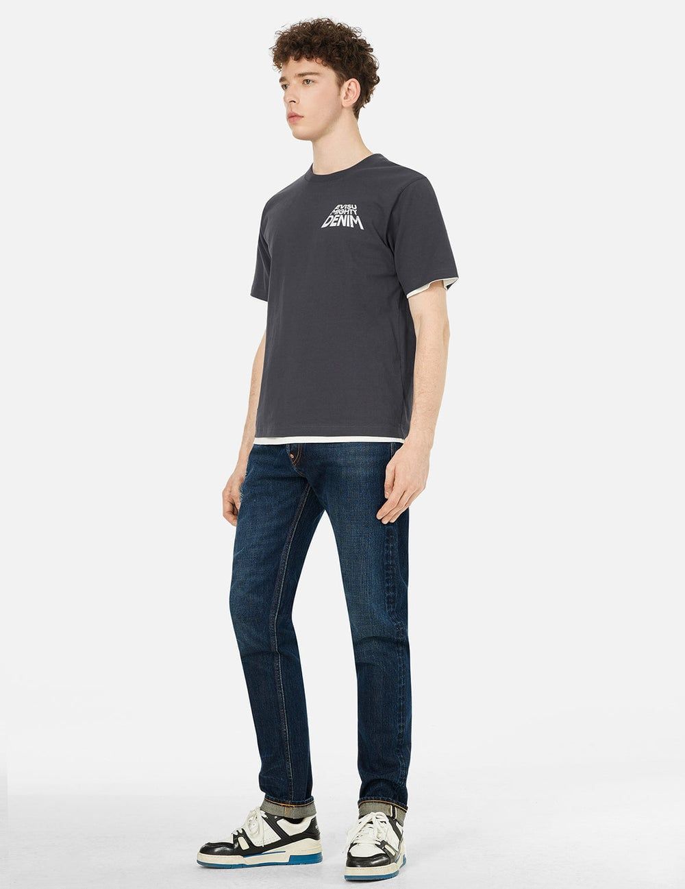  Áo Evisu Slogan Print T-shirt 'Charcoal' 