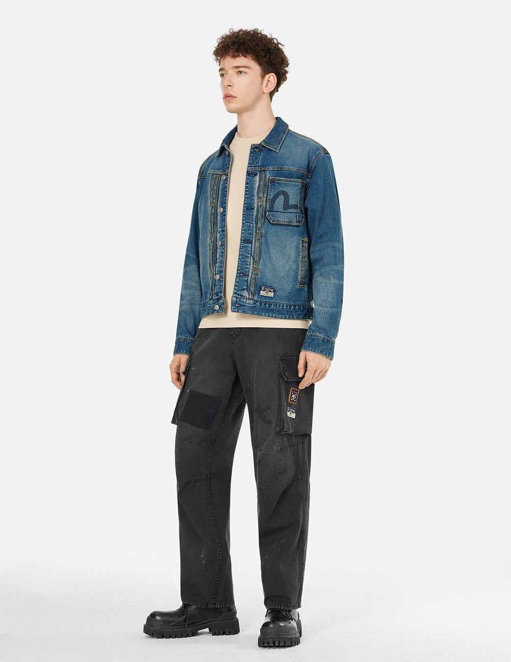  Áo Evisu Two-tone Daicock Jacket 'Indigo' 