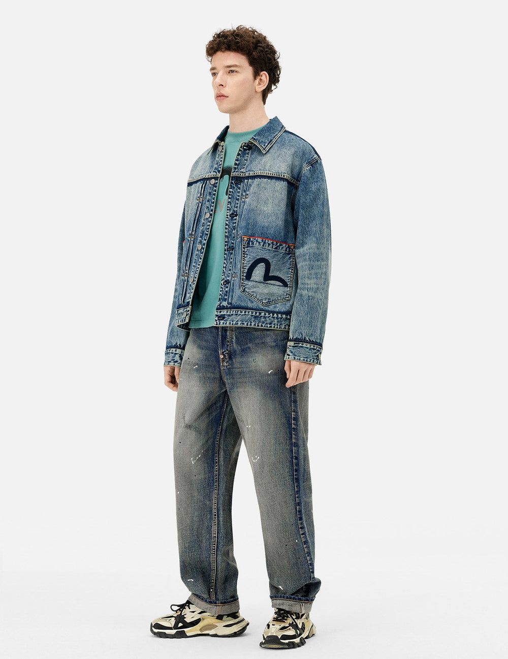  Áo Evisu Washed Seagull Appliqué Jacket 'Indigo' 