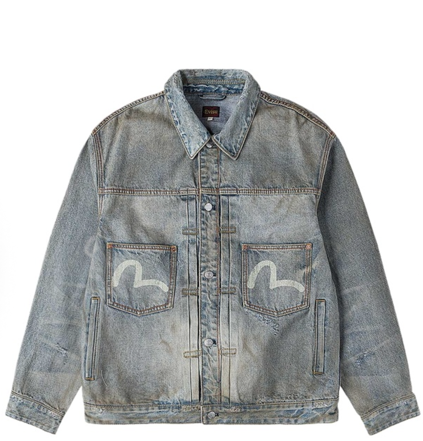  Áo Evisu Washed Seagull Denim Jacket 'Indigo' 